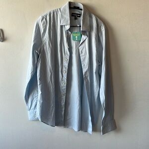 #166 express blue button up